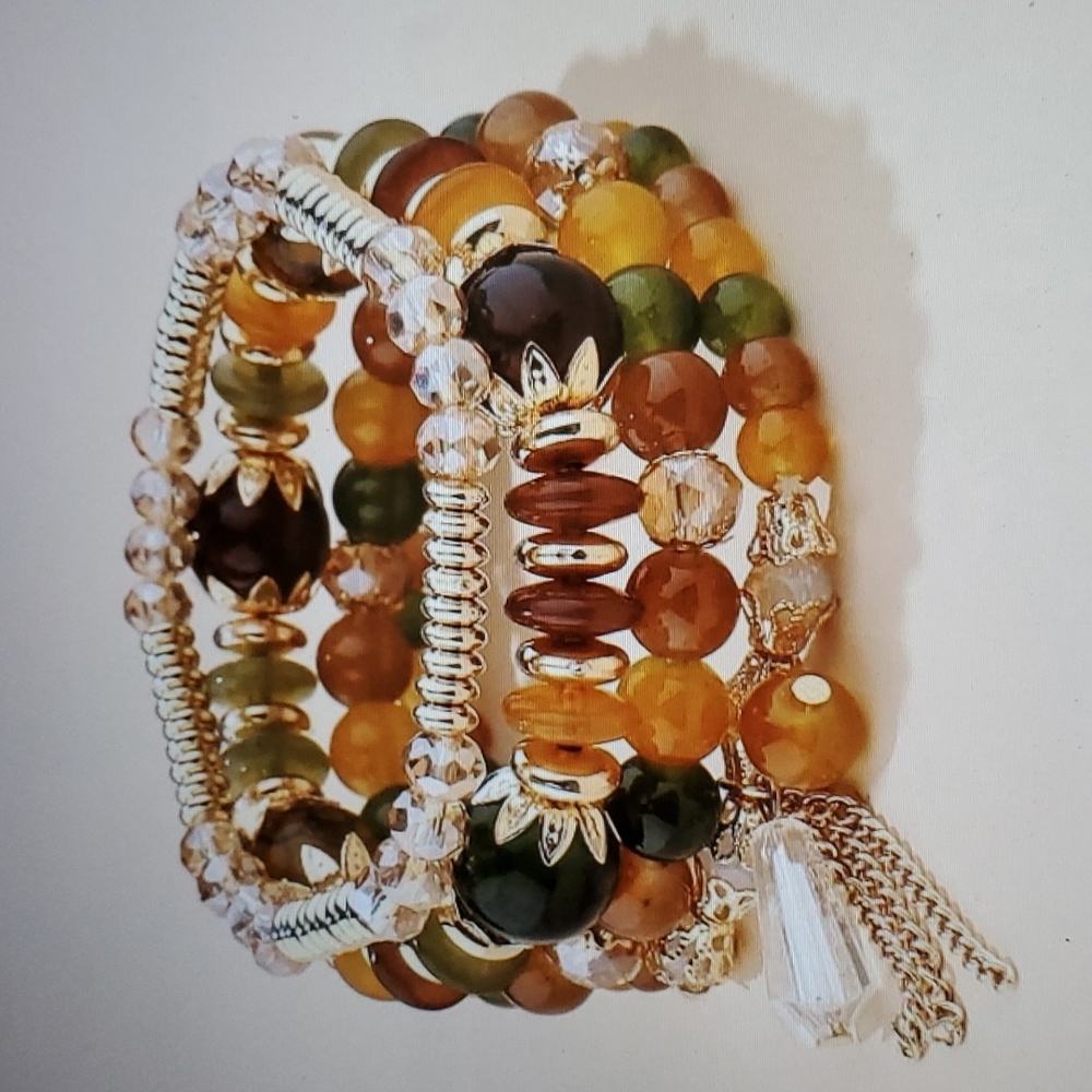 Sttech Crystal Charm  & Acrilic beaded bracelet